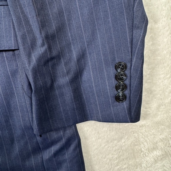 Jos A Bank Reserve Blazer Jacket Mens 48L Tailored Fit Navy Striped Wool Classic - Picture 3 of 15